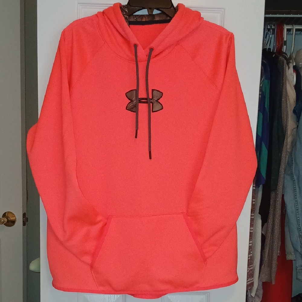 Under Armour Neon Orange & Camo Hoodie Women's XXL Men's XL